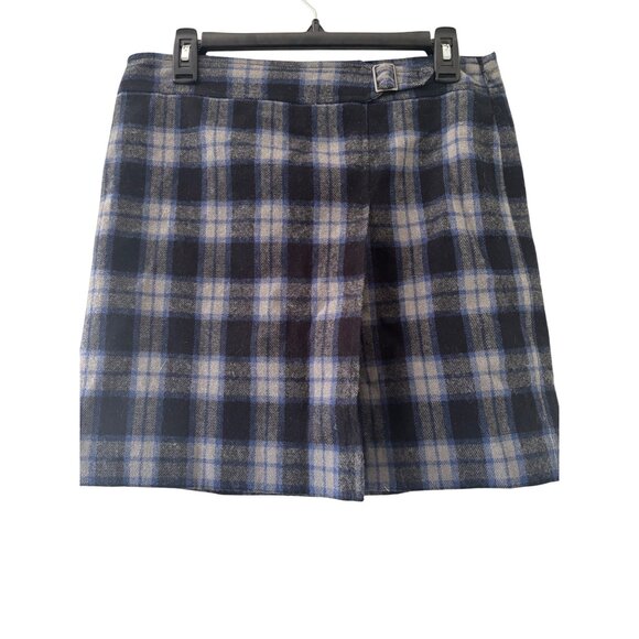 Ann Taylor Loft Women's Skirt Size 2 Blue Plaid Wool Blend Pencil Skirt - Picture 2 of 9
